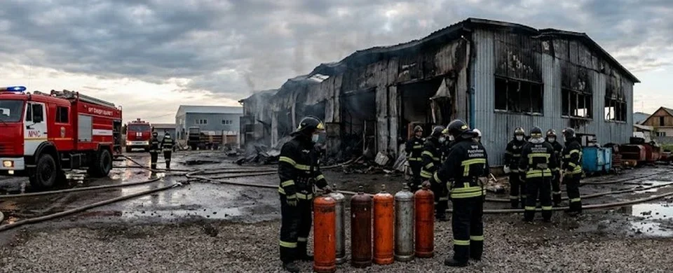 В Алматинской области загорелся склад