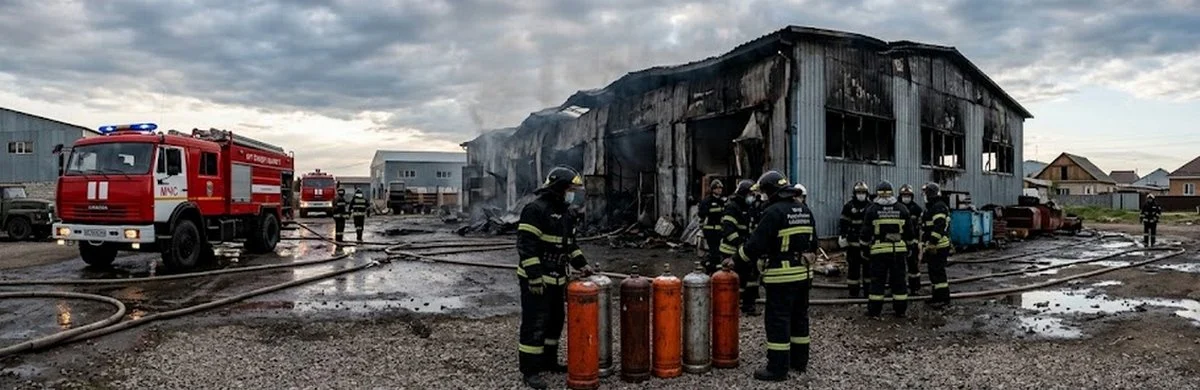 В Алматинской области загорелся склад